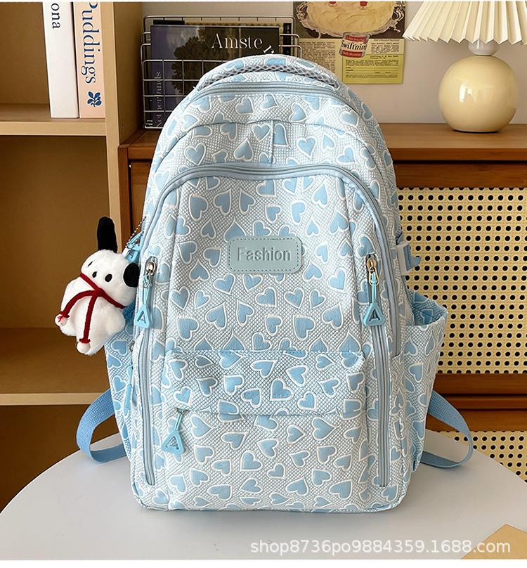 Schoolbag Korean Version Backpack for Women Ins Small Fresh Schoolbag High Junior High School College Student Large Capacity Simple Casual Backpack