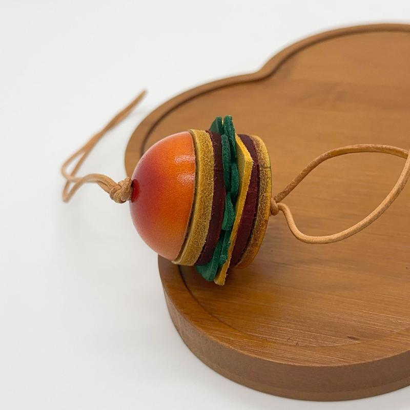 1 Piece Women'S Backpack Exquisite Pendant Hamburger Leather Bag Charm Keychain Decoration Diy Accessories