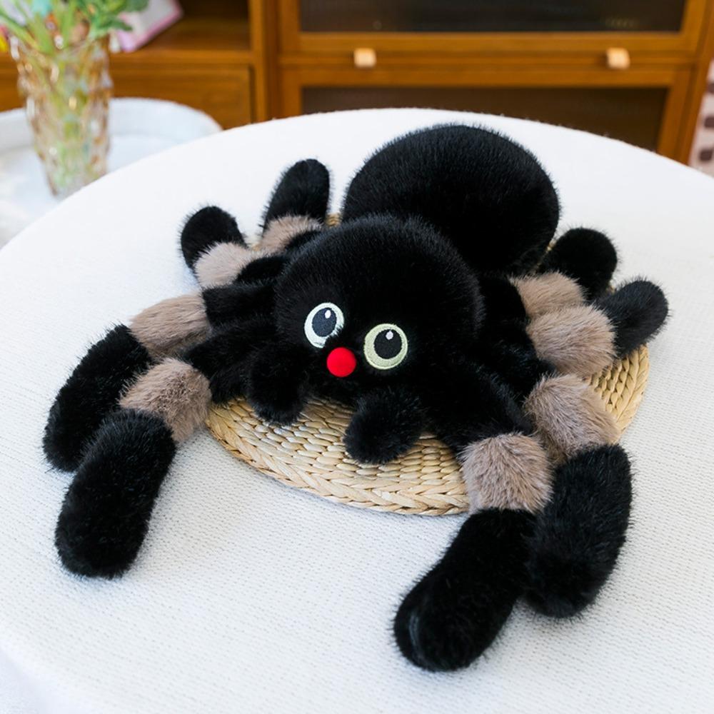 Holloween Decor Spider Stuffed Animal Toy Fluffy Black Crawling Pet Doll  Party Supplies