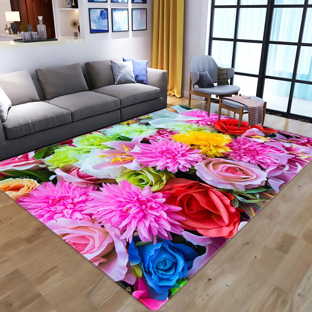 Cartoon Home Floor Mat Living Room Bedroom Carpet Rose Carpet Floor Mat
