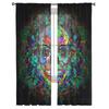 Colored Skull Art Window Treatment Tulle Modern Sheer Curtains for Kitchen Living Room the Bedroom Curtains Decoration