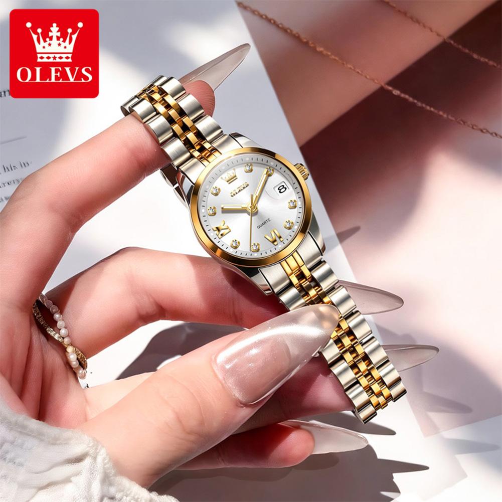 Womens Watches Elegant Fashion Pink/Purple Quartz Watch for Lady Stainless Steel Strap Waterproof