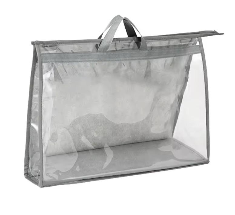 1PC bag dust bag, wardrobe hanging luxury storage bag, PVC transparent waterproof hanging bag, beige