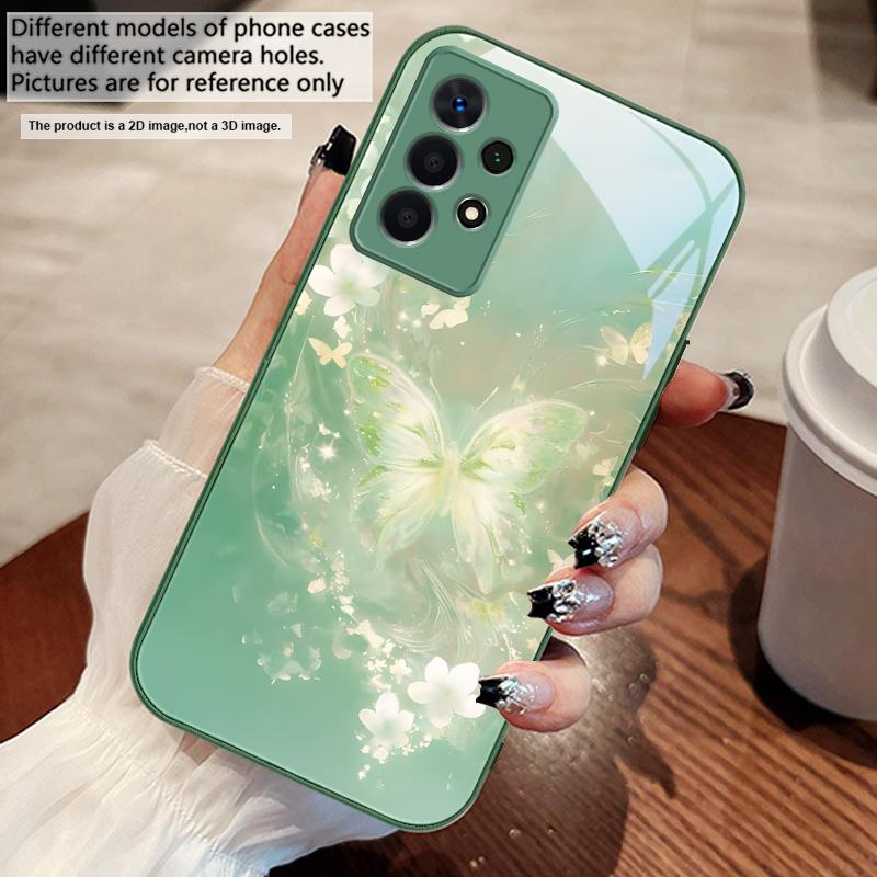 Dreamy Striped Butterfly For Samsung A73 72 71 A70 56 55 54 A53 52 51 50 42 A35 A34 33 32 31 26 25 24 23 22 30 Glass Phone Case