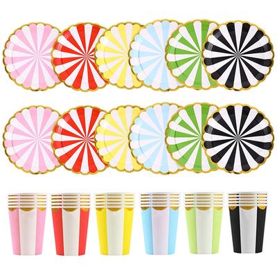 10pcs/set Disposable Plates Cup Birthday Party Tableware Paper Hot Stamping Lace Plates Cups Wedding Baby Shower Party Decor