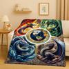 HD Yin Yang Element Dragon Chinese Loong Cartoon Flannel Blanket,Ultra Soft Warm Plush Throw for Home Bedroom Bed Sofa Cover Kid