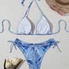 Sexy High Waist Triangle Pant Bikini Set Women's Two-Piece Swimsuit Denim Print Separate Swimwear Cross-Border Clothing