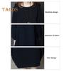Lady Summer Dress O Neck Short Sleeves Pure Color Loose Side Pockets Knee Length Pullover Casual Commute Midi Dress
