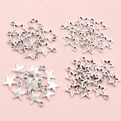 100 Stück Kleine Stern-Anhänger Antik Silberfarbene Legierung Metall DIY Schmuckherstellung Zubehör für Ohrringe Armband Halskette