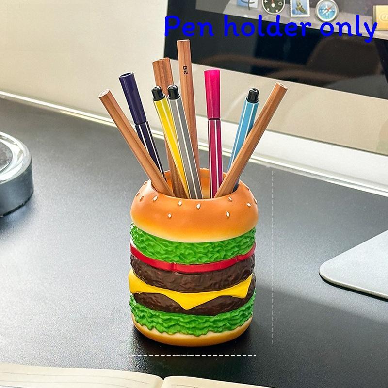 Hamburger Shaped Pen Holder With Soft Silicone Material For Home Office Desk Decor