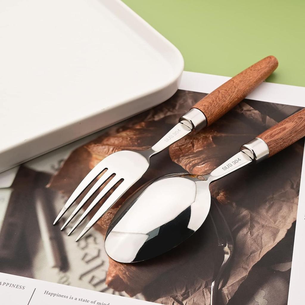 8/16/24 Stück 304 Edelstahl Imitation Holzgriff Besteckset Geschirr Westliches Tafelgeschirr Messer Gabel Teelöffel Silberware
