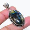 Natural Labradorite Gemstone Handmade 925 Sterling Silver Pendant 1.81" AP-15627