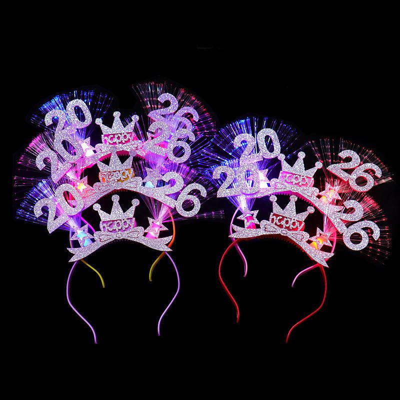 Led Glowing Colorful Headband Festive Party Props 2026 Happy  Year Light Up Headband Party Headdress For Children Adults