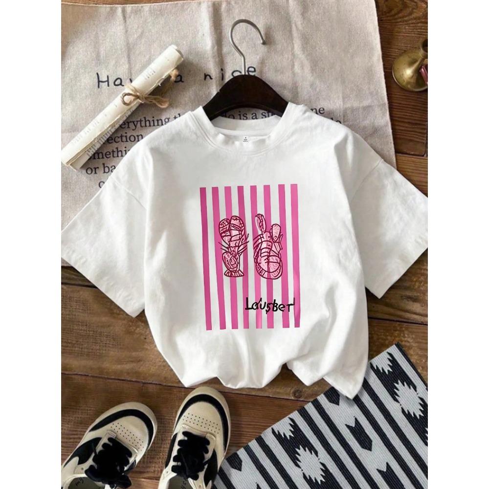 Pipi Shrimp Round Neck Womens T-shirt Short Sleeve Fashion Printed Half Sleeve Shirt Elastic T-shirt S