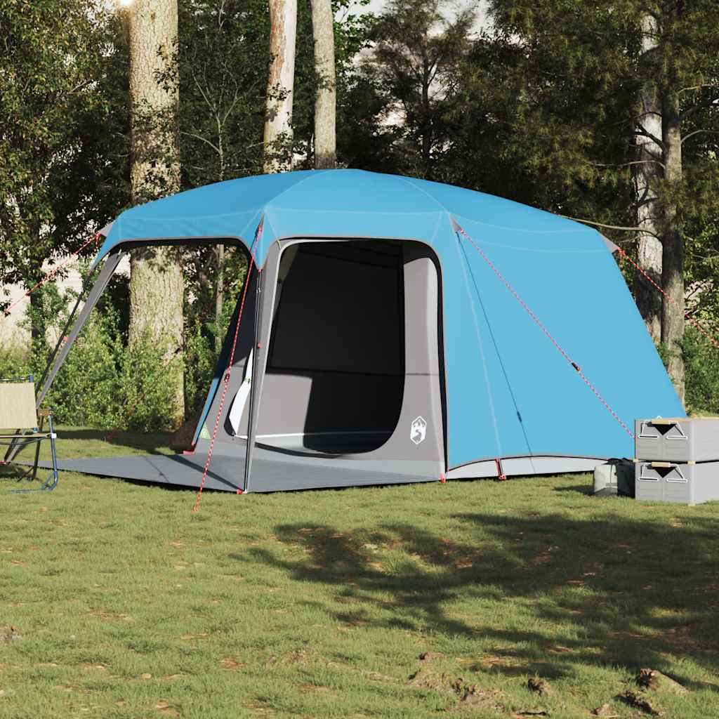 5 Person Camping Tent with Awning Blue Waterproof