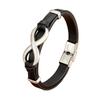 Mens Stainless Steel Bracelet with Leather, Classic Business Jewelry with Chain Design, Gift for Men