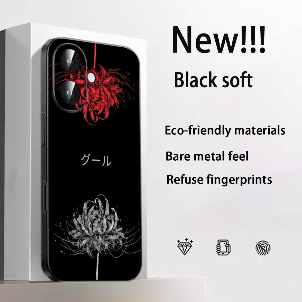 Art Red spider lilys japan design Phone Case For iPhone 17 16 e 15 14 13 12 Plus Mini Pro Max Soft black Shockproof Cover