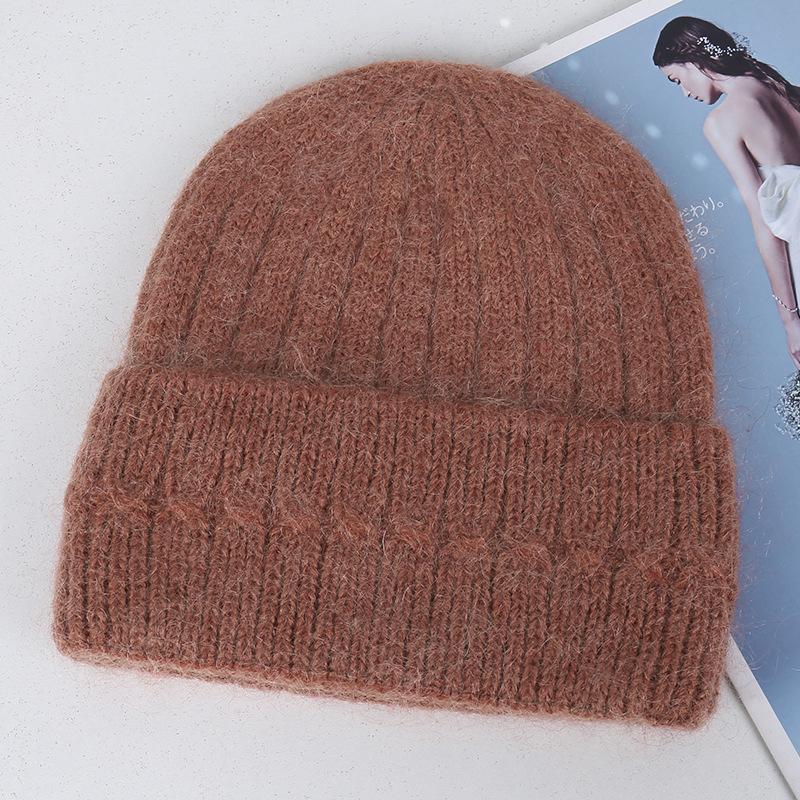 New comfortable and warm pure rabbit hair knitted wool hat source autumn and winter new white ear protection hat headcap