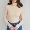 Women's Color High Neck Long Sleeve Sweater Pullover Knitted Underlay Top T-shirt