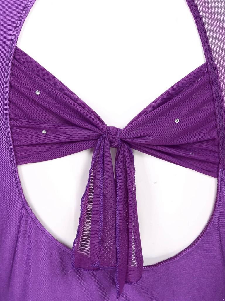 Damen Eislaufkleid, langärmelig, Neckholder-Trikot, Tanzkleider, Eiskunstlauf-Performance-Kostüm