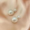 S925 Silver Needle Double Head Pearl Stud Earrings Large Pearl Stud Earrings Premium Temperament Double Sided Pearl Earrings