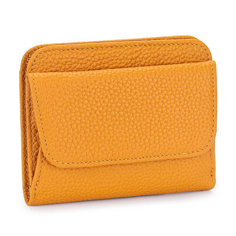 Pure Cowhide Wallet Women's Genuine Leather Short Multifunctional Folding Large Capacity Clip