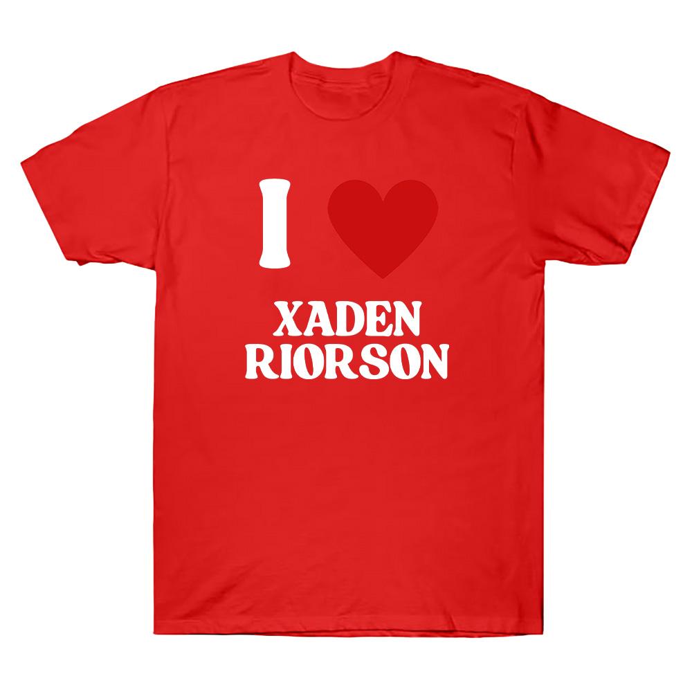 

I Love Xaden Riorson Pure Cotton Tees Alex Warren Same Style Peripheral T-shirt Simple Letter Print T Shirt Women Men Casual Top XS червоний