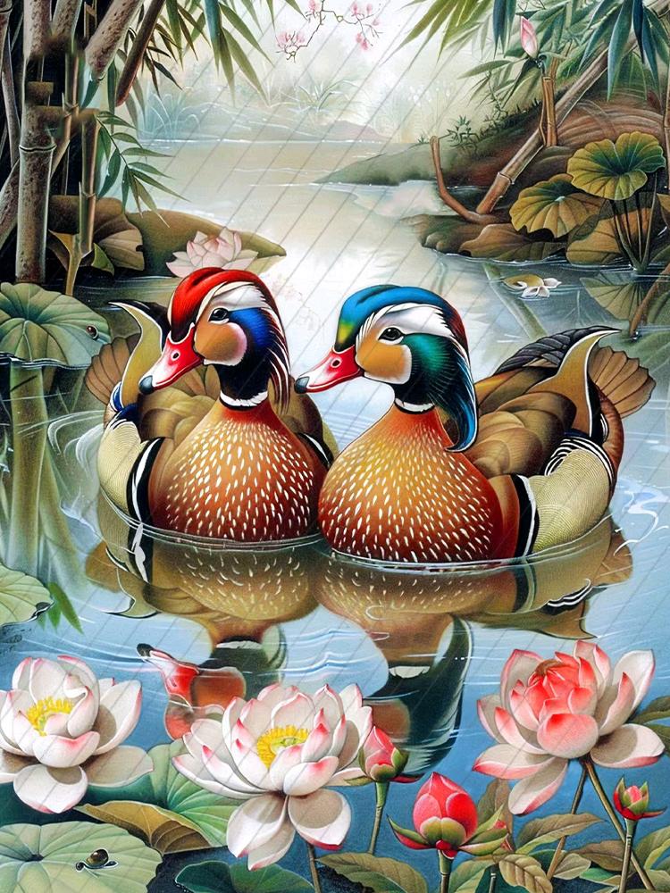 

5dDIY Алмазная картина Мандаринка Утка Ювелирные изделия Вышивка крестом Полный набор животных Алмазная мозаика Предметы для украшения дома Full Round 20x30CM