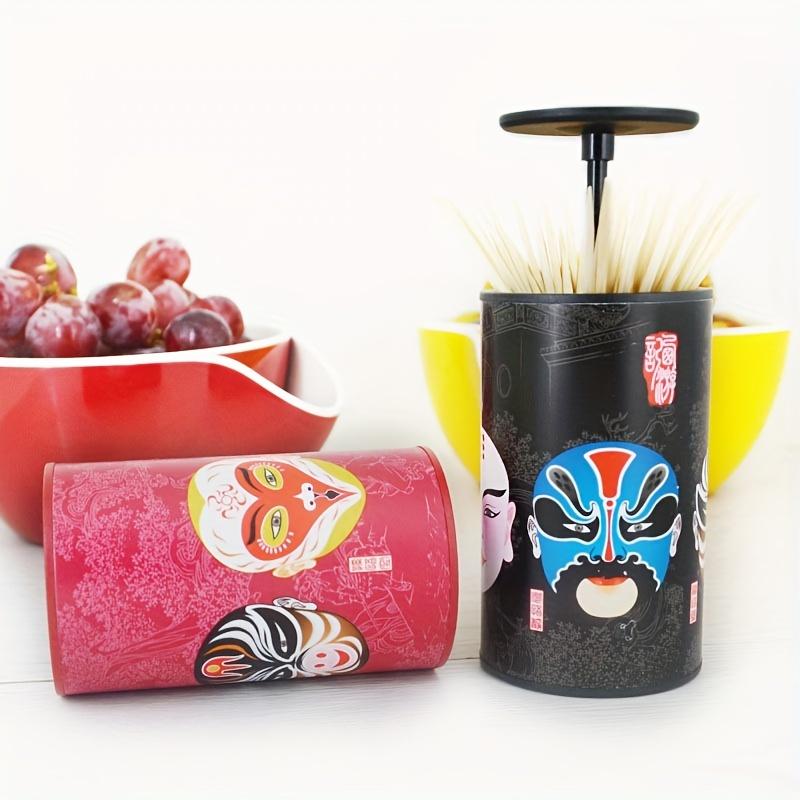 1pc Chinese mask press dust-proof toothpick holder, used in family living room, kitchen and dining room, strong and safe toothpick storage box