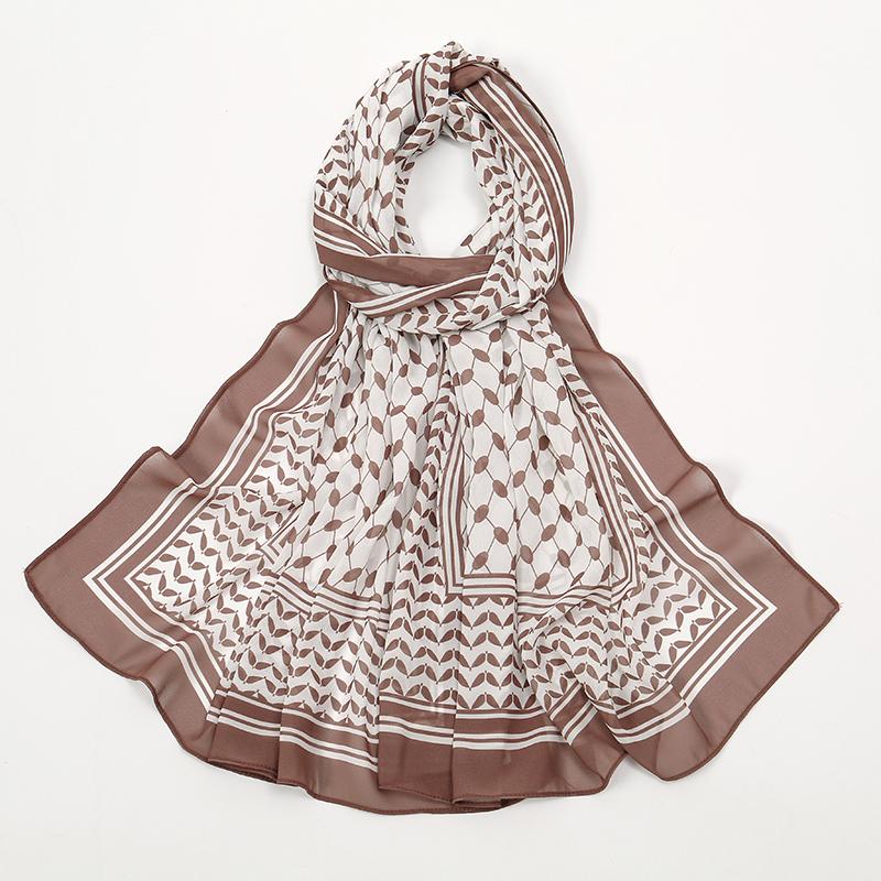Arab Chiffon Scarf Women Muslim Hijab Islamic Scarves Shawl Printed Arab Long Prayer Scarf Breathable Uae Plaid Long Scarf