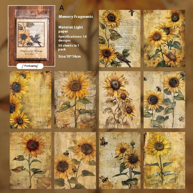 30Pcs/Set Vintage Flower And Bird Postcards Background Paper Diy Postcards Souvenir Postcards