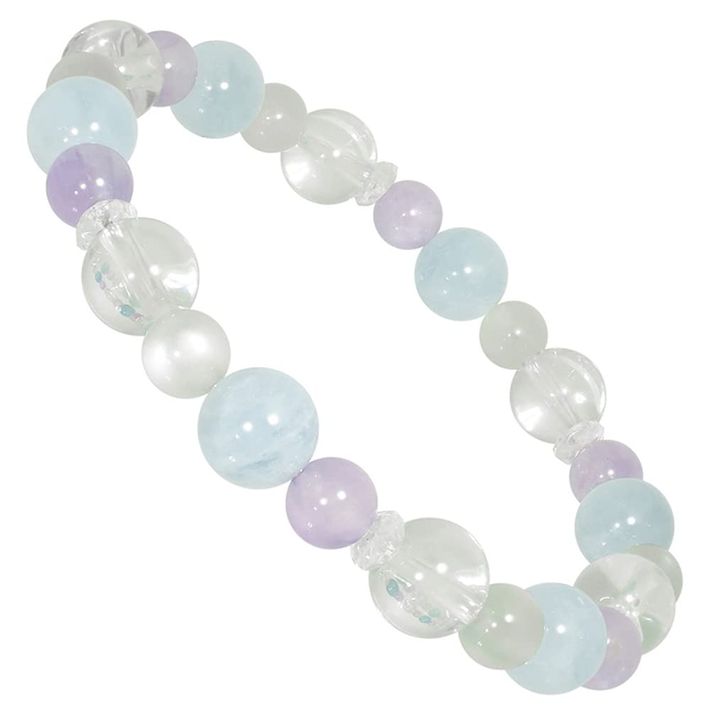 

Gin no Lavender 17cm [Shinjuku Kura] Love, Luck, Healing, Aquamix, Aquamarine, Amethyst, Moonstone, Quartz, Bracelet, Approx. (Женщины М)