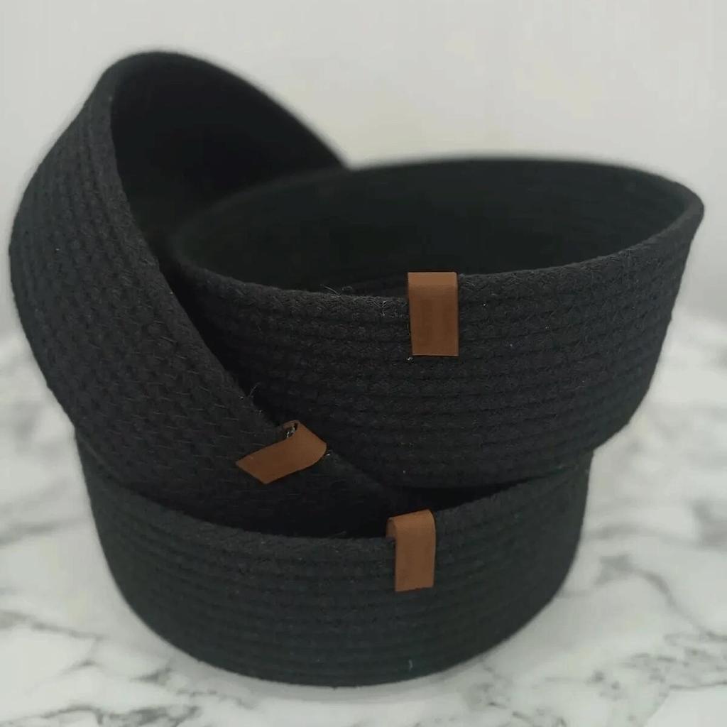 Hand Woven Set of 3 Wicker Basket Set - Bathroom, Kitchen, Room Organizer - Handmade Decorative Basket