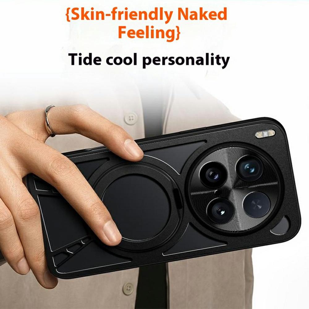 For vivo X200 Ultra 5G Case Magnetic Kickstand Hollow Heat Dissipation Silicone + PC + Metal Bumper Phone Cover