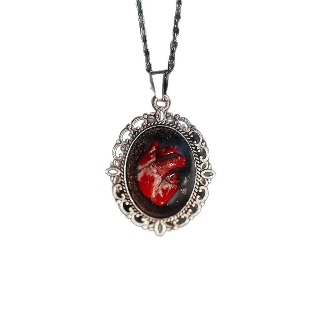 Collana Ciondolo Cuore di Vampiro Gotico Con Catena a Maglia in Lega per Uomo e Donna