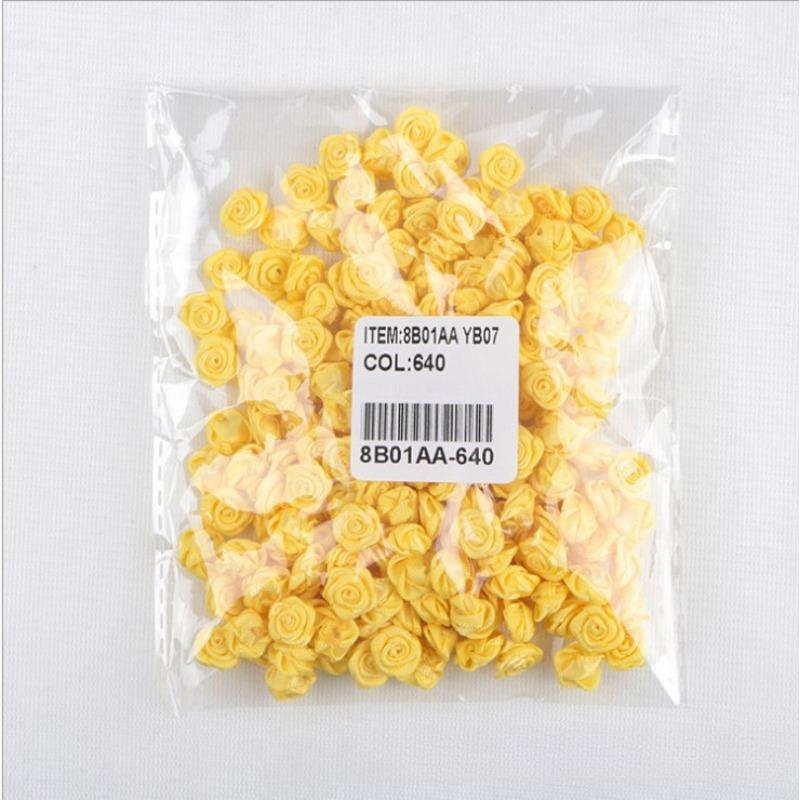 

50 шт. 1 см 1,5 см Мини Ручная работа Лента Роза Сделай сам Аксессуары для волос, Аксессуары, Декоративные цветы из ленты Yellow * 1.5