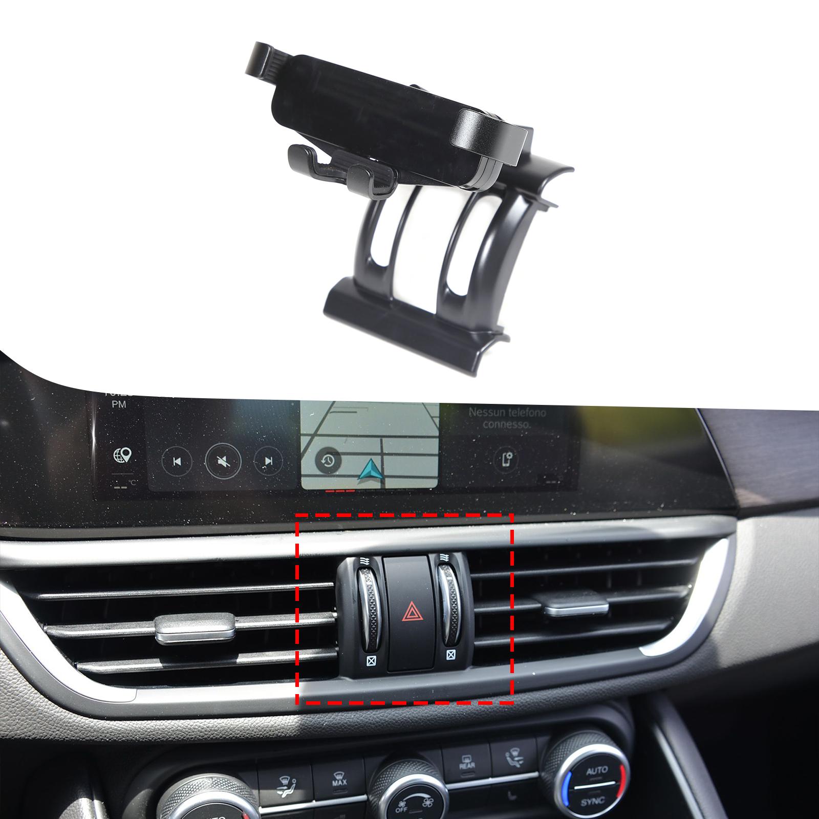 Navigation Screen Mount Bracket Phone Holder Bracket for Alfa Romeo Giulia 17-22 Black Holder