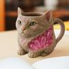 Kočičí hrnek na kávu 3D Faux křišťálová pryskyřice umělecký hrnek s ergonomickým uchem Novinka nápojové zboží Dárek pro milovníky kávy a čaje