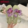 Fashion New Female Flats Sandals Shoes For Women Flip Flops Round Toe Fashion Flower Footwear Ankle Buckle Ladies Flats Sandals Shoes