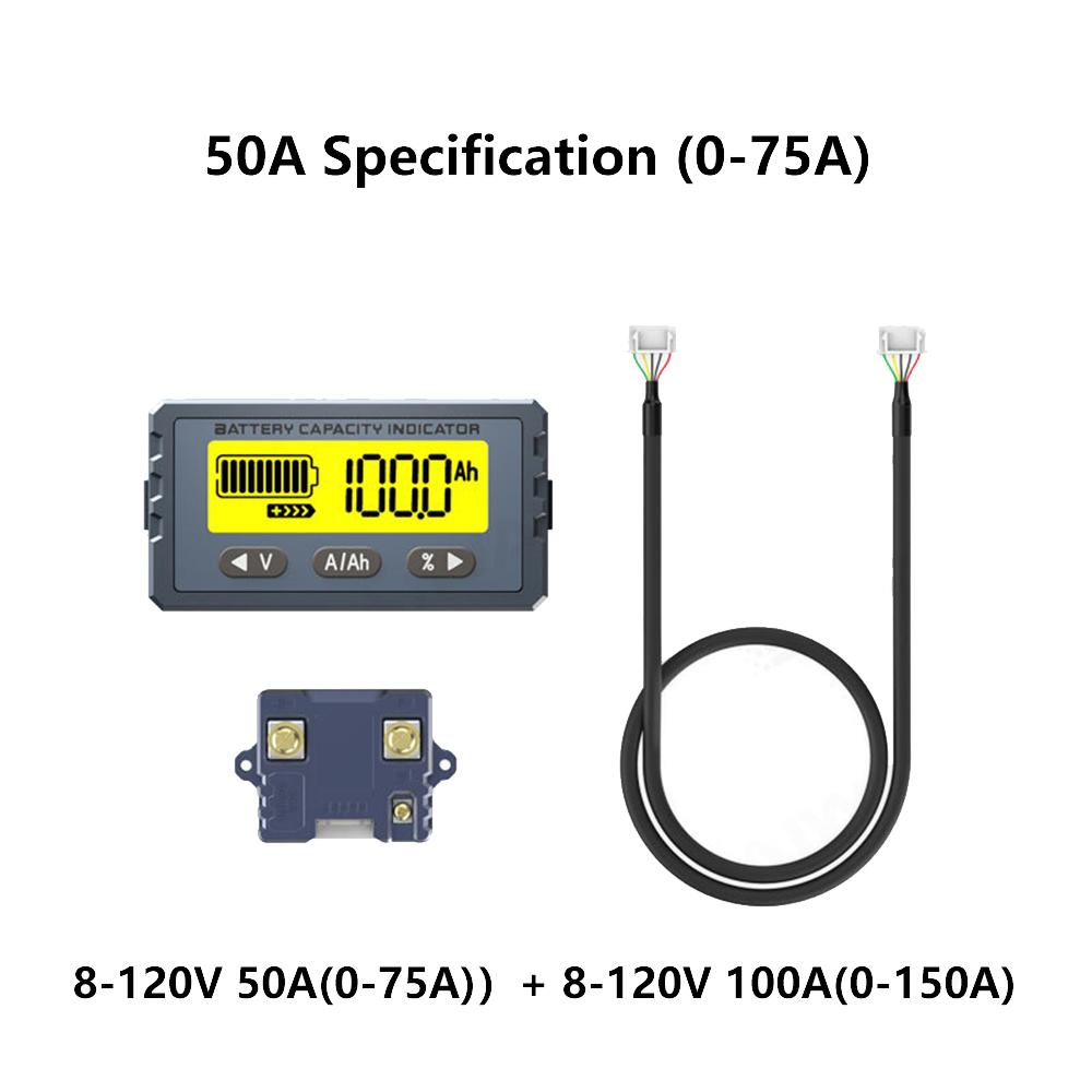 

TY23 Battery Tester 8V-120V 50A 100A Coulomb Counter Meter Capacity Indicator Li-ion Lifepo4 Detector Coulometer Auto Voltmeter