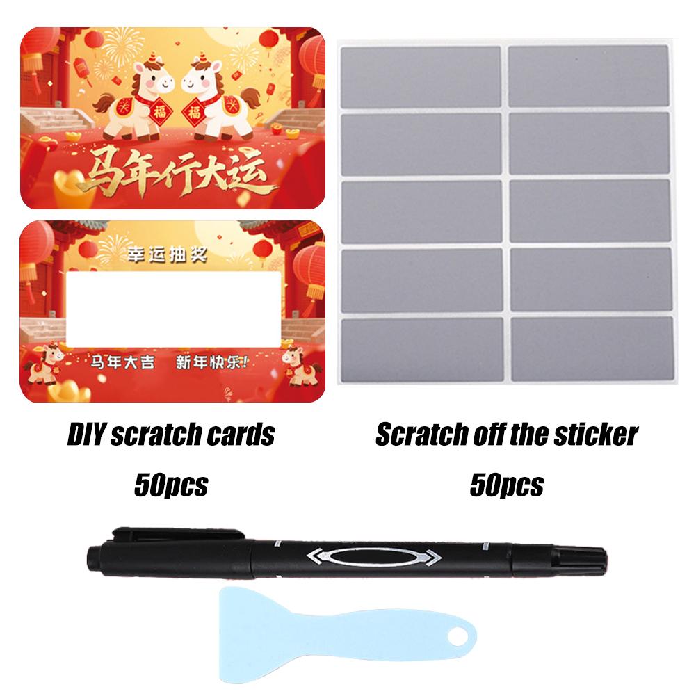 2026 Lunar New Year Year Of The Horse DIY Scratch Off Cards Kit 50PCS Festive Red Chinese Spring Festival Party Favors