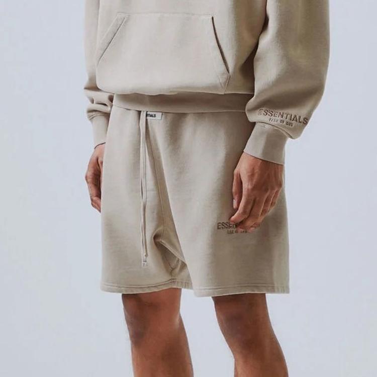 Fear Of God Essentials Brown Letter Embroidery Drawstring American Heavyweight Sports Shorts Unisex shorts FOG-FW19-1
