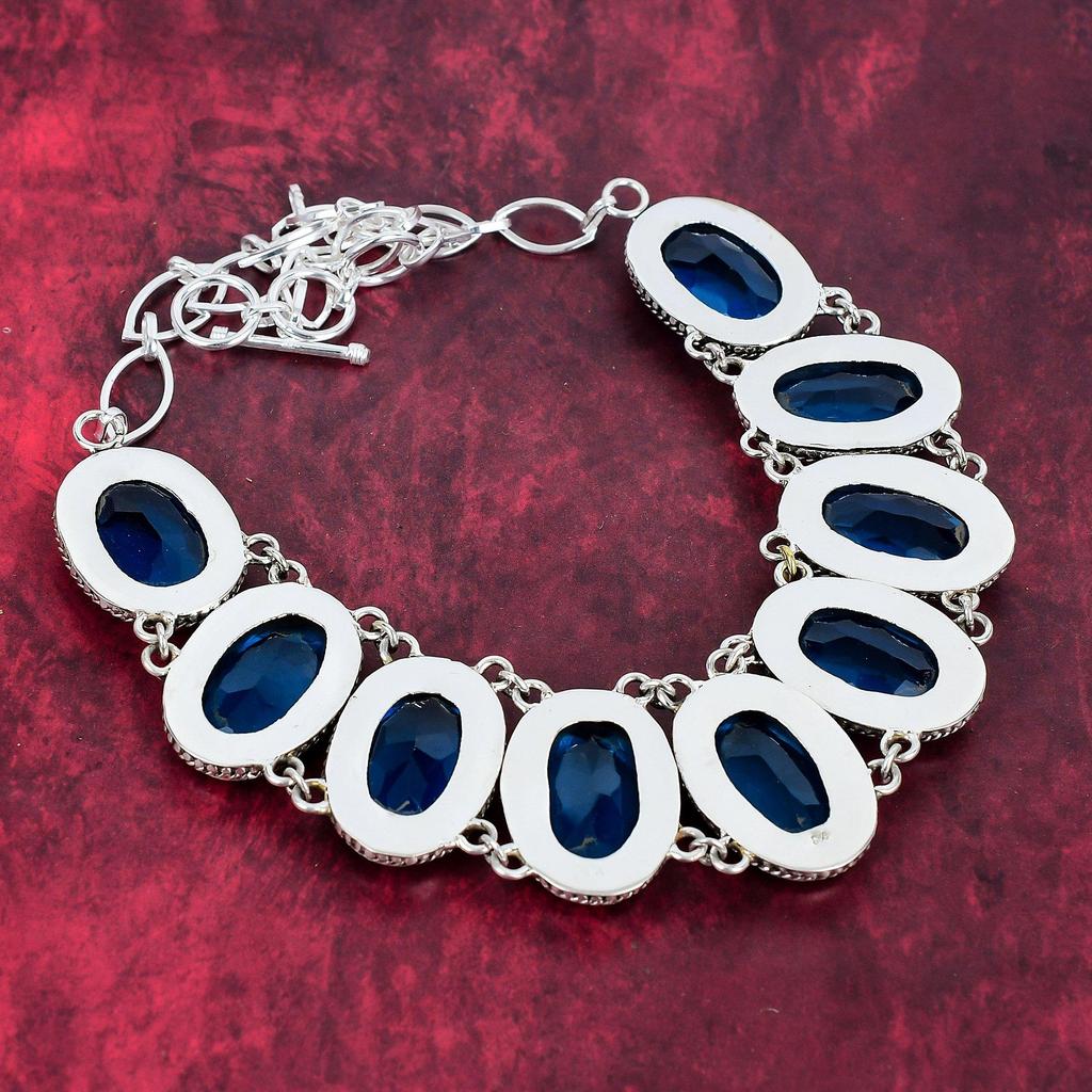 Blue Topaz Necklace Gemstone Jewelry, 925 Solid Sterling Silver Necklace, Handmade Jewelry Birthstone Necklace, Gift For Him