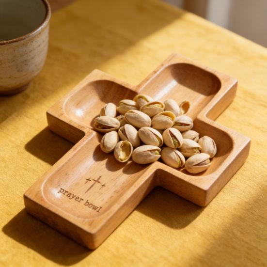 Ahşap Dua Kasesi 4 Bölmeli Ekmek, Kek, Meyve ve Tatlı Servis Tepsisi Yeniden Kullanılabilir Yemek Takımı Aile Toplantıları Parti Malzemeleri için