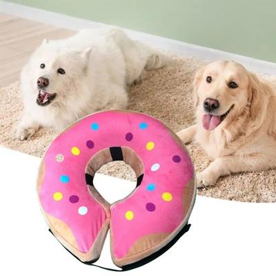 Cone de Recuperação Inflável para Pets Protetor S/M/L/XL Coleira Cone Elizabeth Ajustável Estampada Coleira à Prova de Mordidas para Cães Suprimentos para Gatos