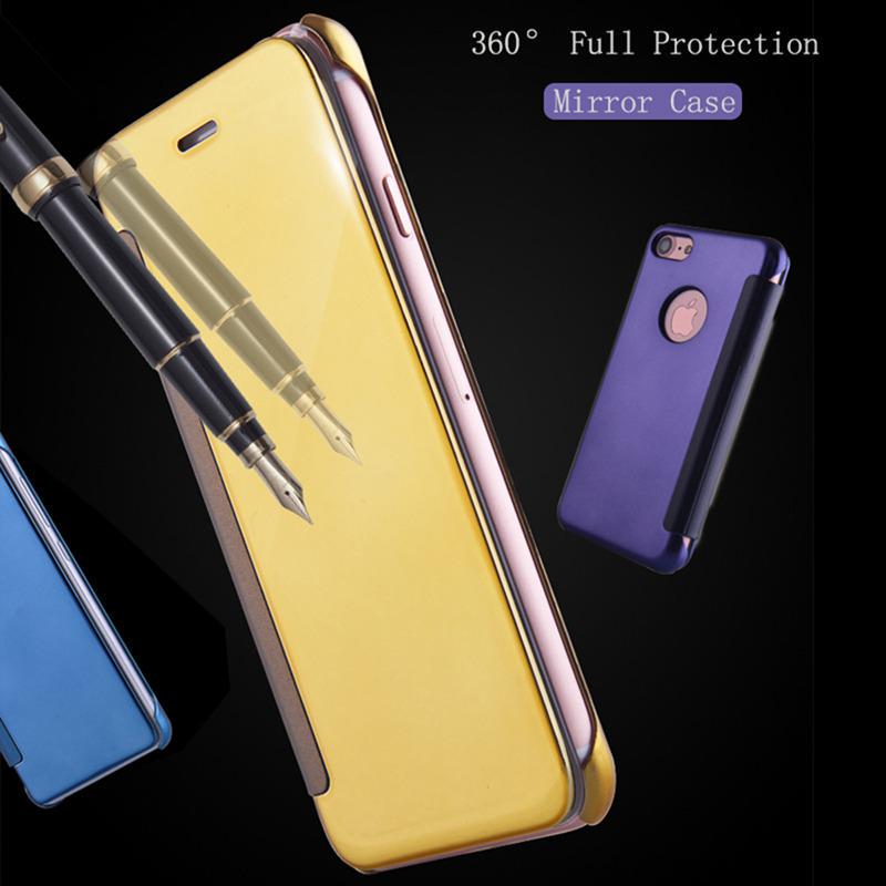 Wallet Mirror View Flip Cover Samsung Galaxy A8a800 Biru 