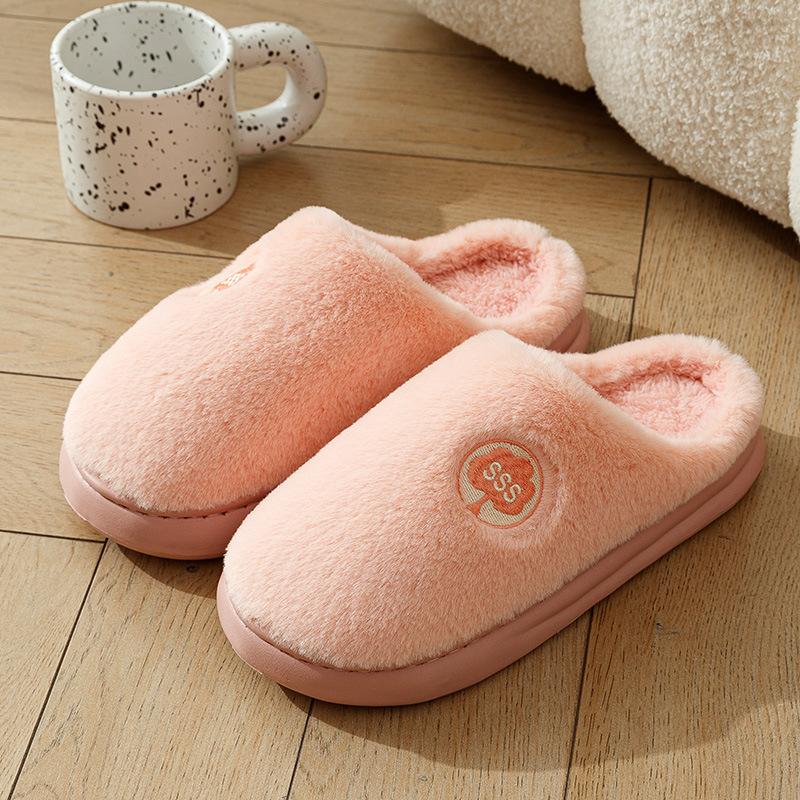 

Cotton slippers can be worn outside for men and women in autumn and winter, indoor home non-slip thick-bottomed warm plush slippers Size 36-37 [Size 1-2 smaller shoes]