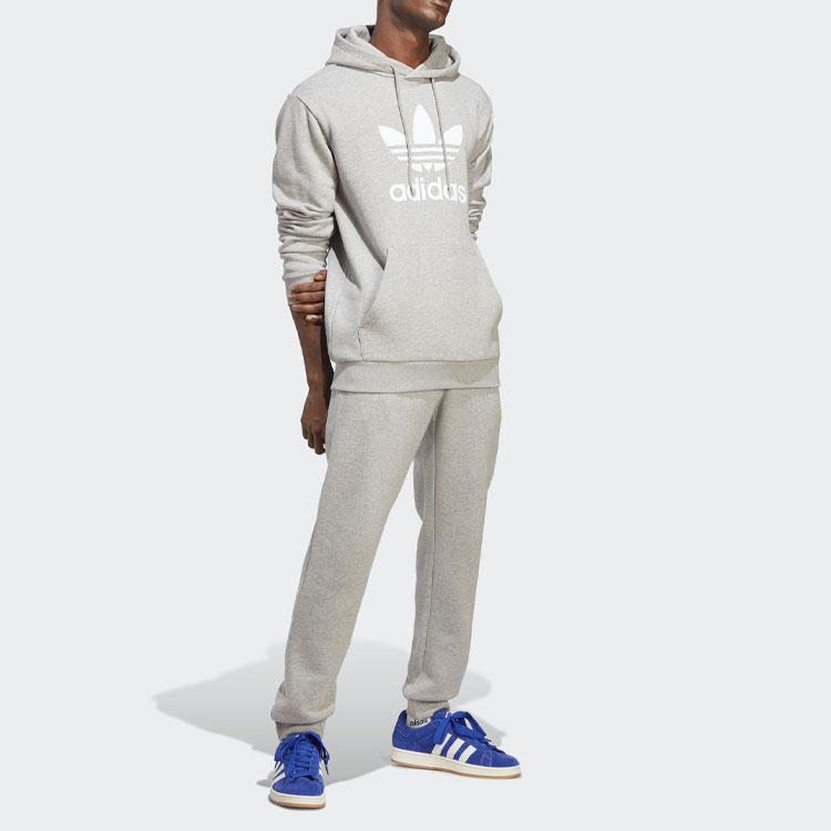 Adidas Originals Trefoil Letter Logo Printed Pullover Hoodie Men Hoodies Gray IA4884