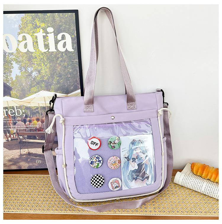 Wind Simple Transparent Pain Bag Large Capacity Class Tote Bag Leisure Commuting Shoulder Bag Versatile Tote Bag