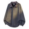 New Spring and Autumn Fashion Trendy Men's Round Neck Sweater Plaid Lapel Printed Pullover Sweater